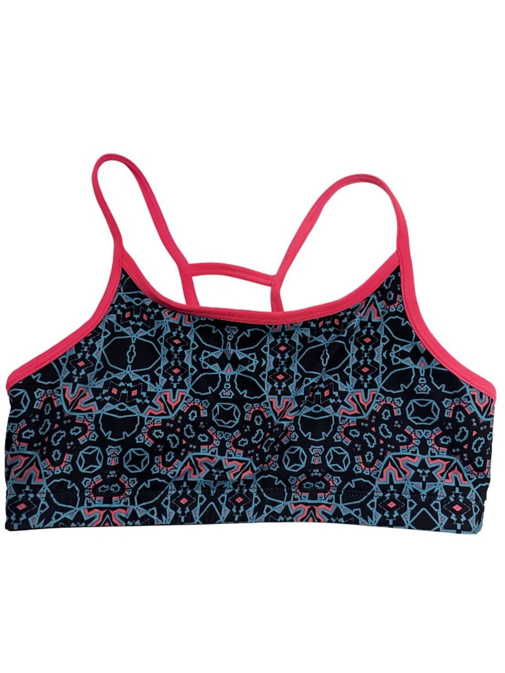 Fabletics Anyi Sports Bra High Impact Mosaic Print Blue Navy Hot Pink XS